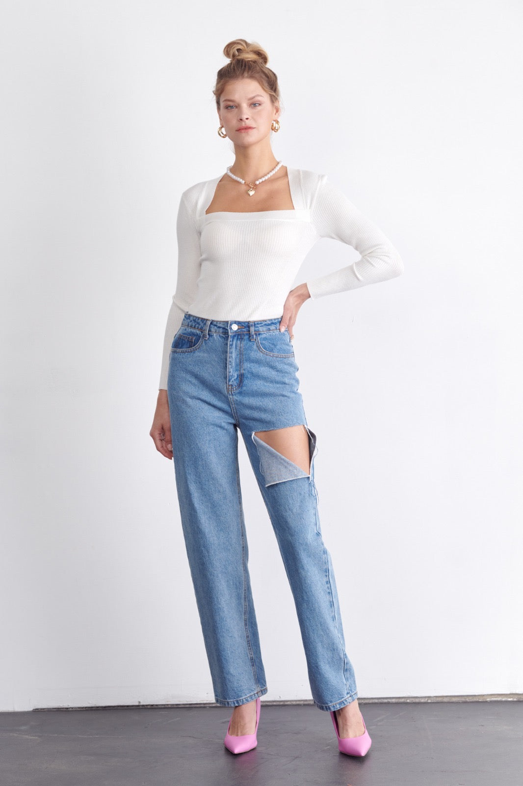 Cutout Denim Pant