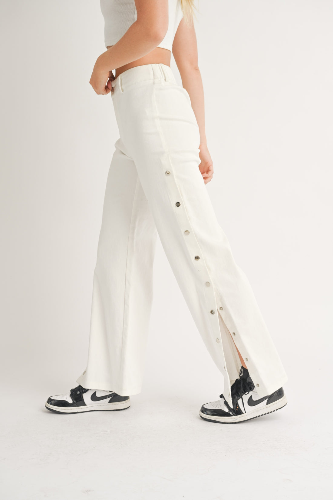 Side Button Denim Pants