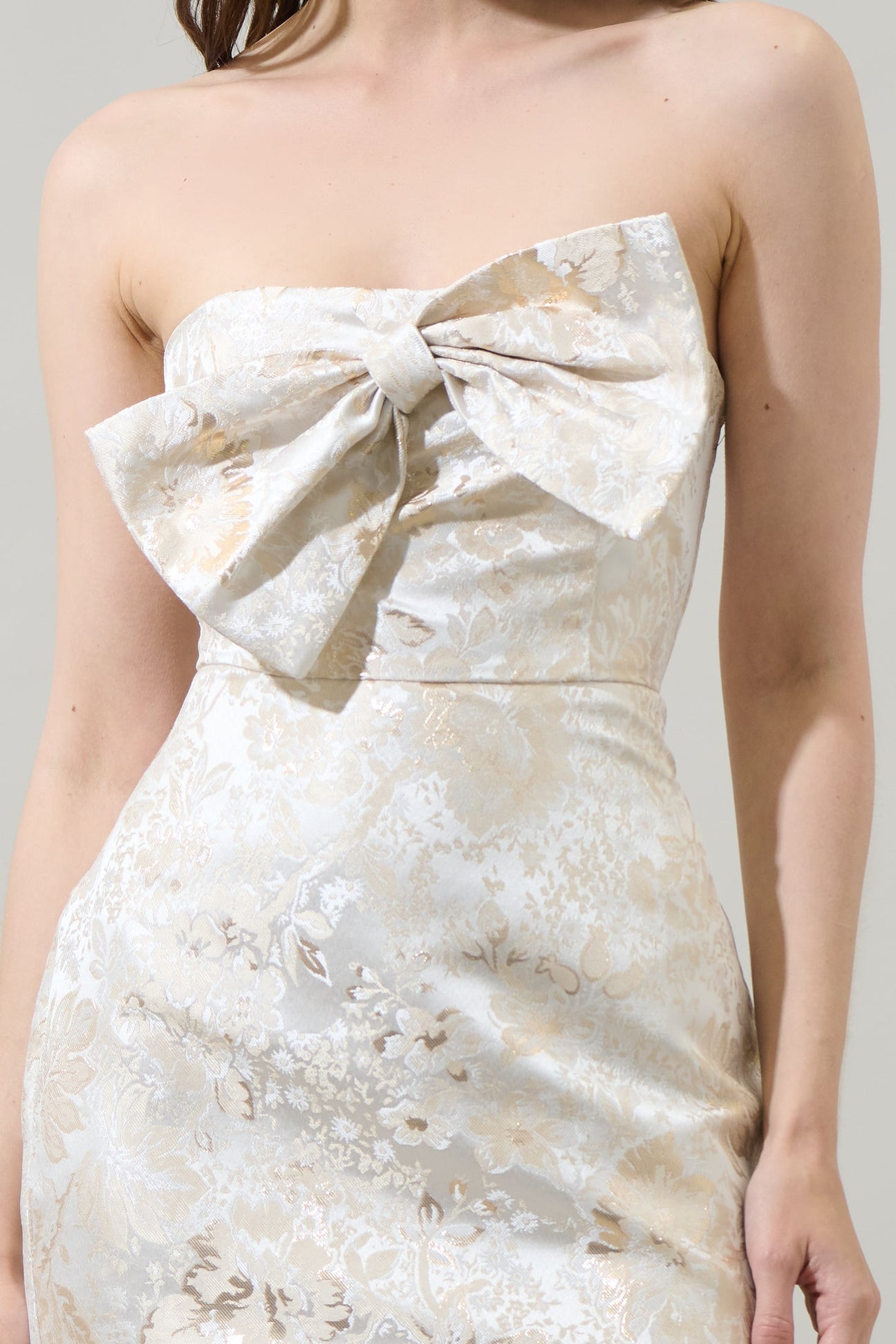 Jacquard Bow Cream Dress