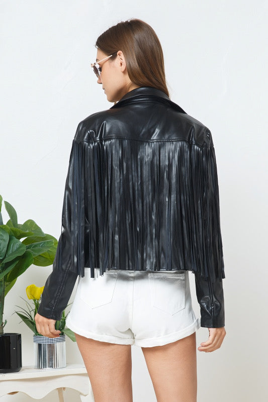 Black Moto Fringe Jacket