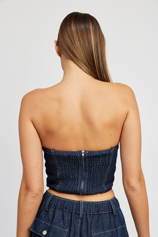 Rosette Denim Corset