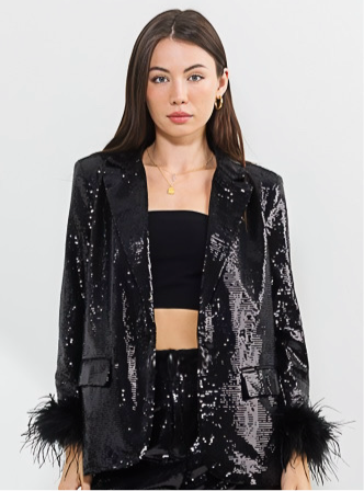 Sequin Feather Blazer