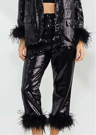 Sequin Feather Pant