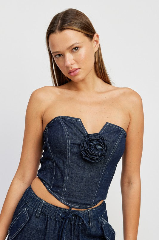 Rosette Denim Corset