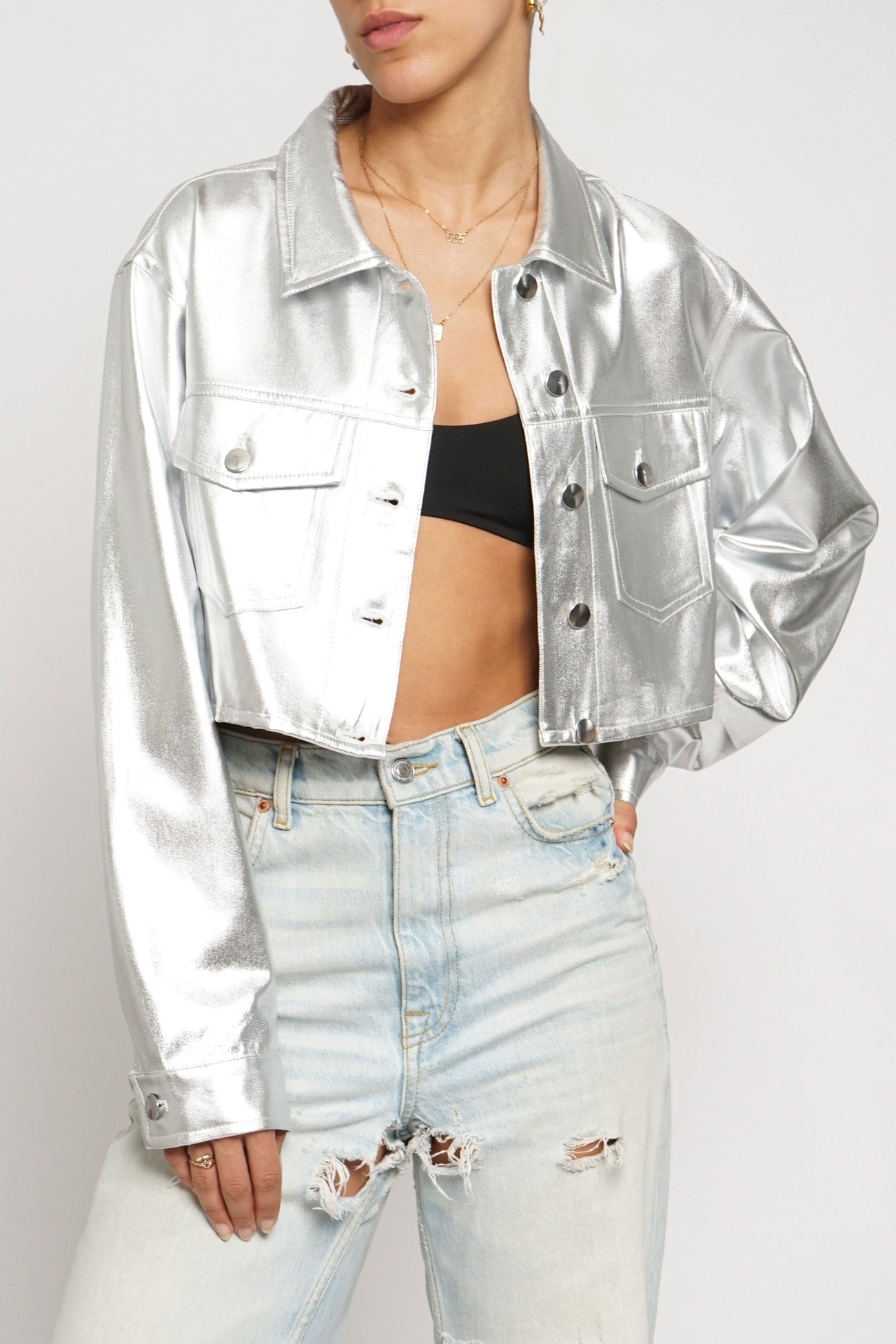 Metallic Cropped Jacket