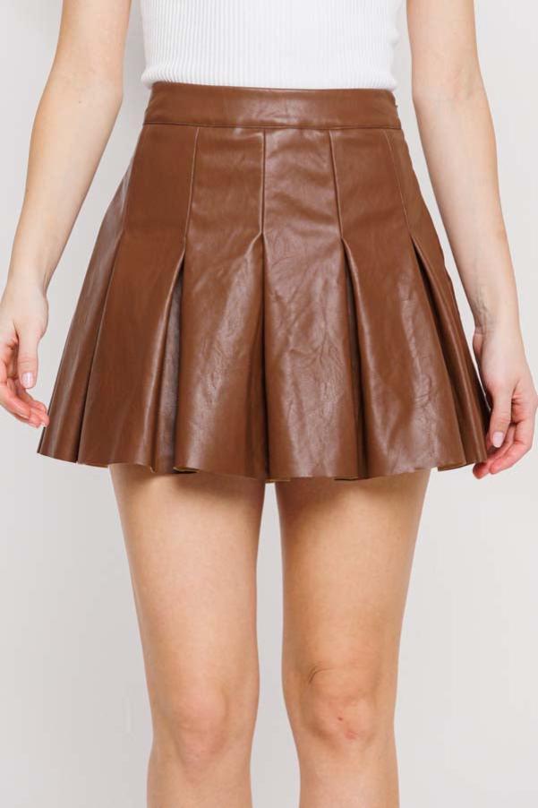 Pleated Leather Skirt