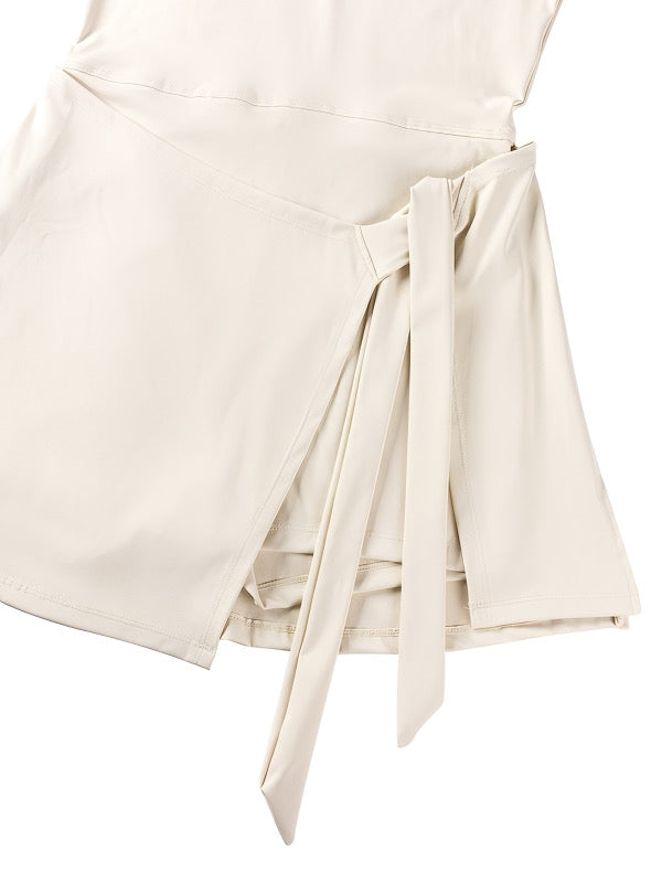 Cream Match Front Tie Romper