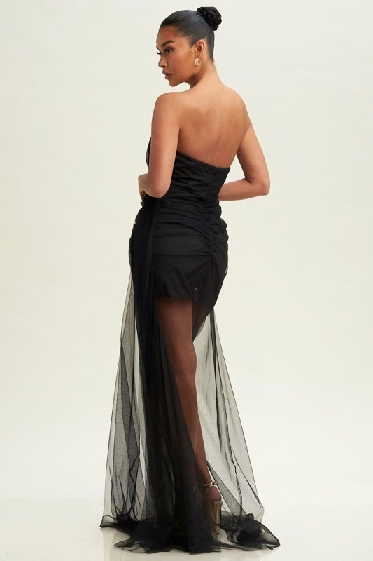 Tulle Drape Maxi Dress