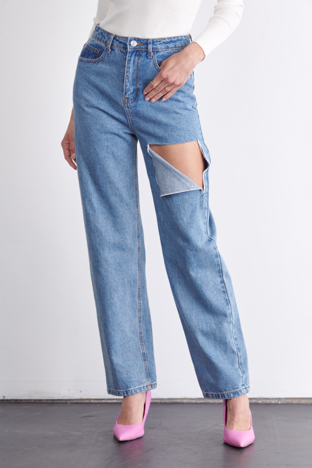 Cutout Denim Pant