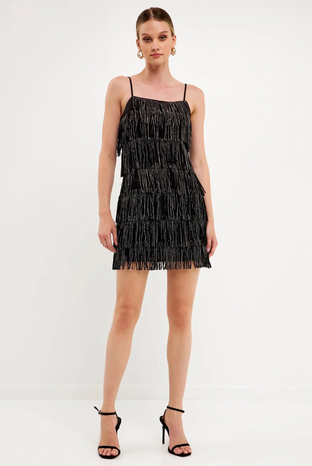 Rhinestone Fringe Suede Dress