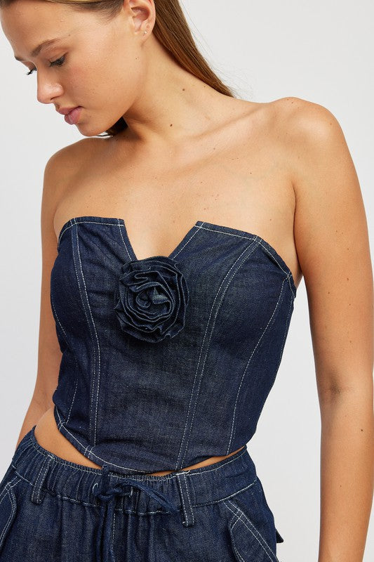 Rosette Denim Corset