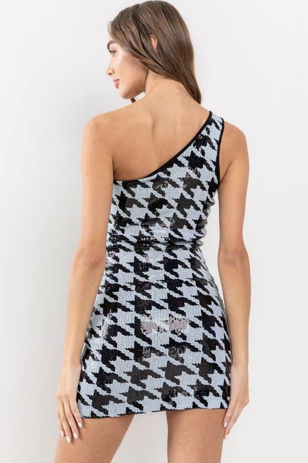 Houndstooth Sequin Dress