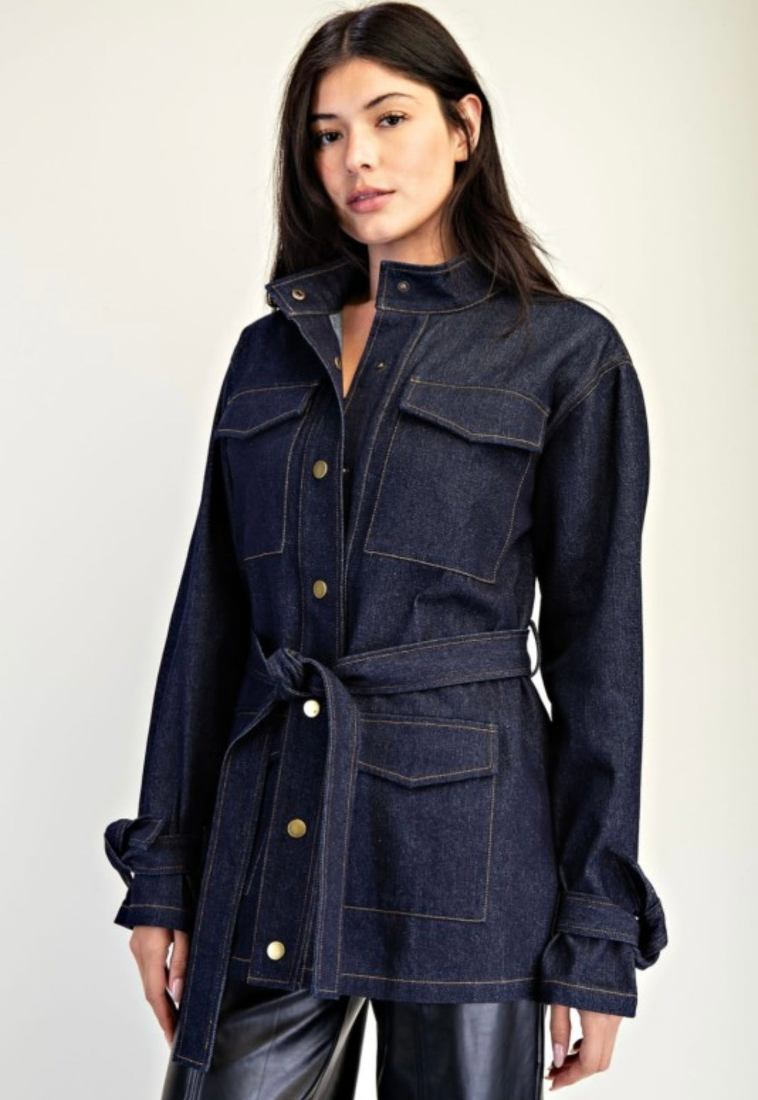 PRE-ORDER denim jacket with waist tie