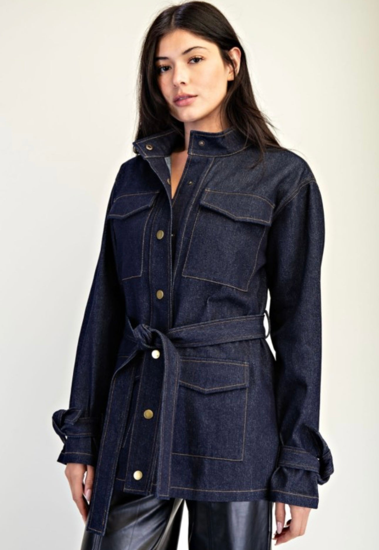 PRE-ORDER denim jacket with waist tie