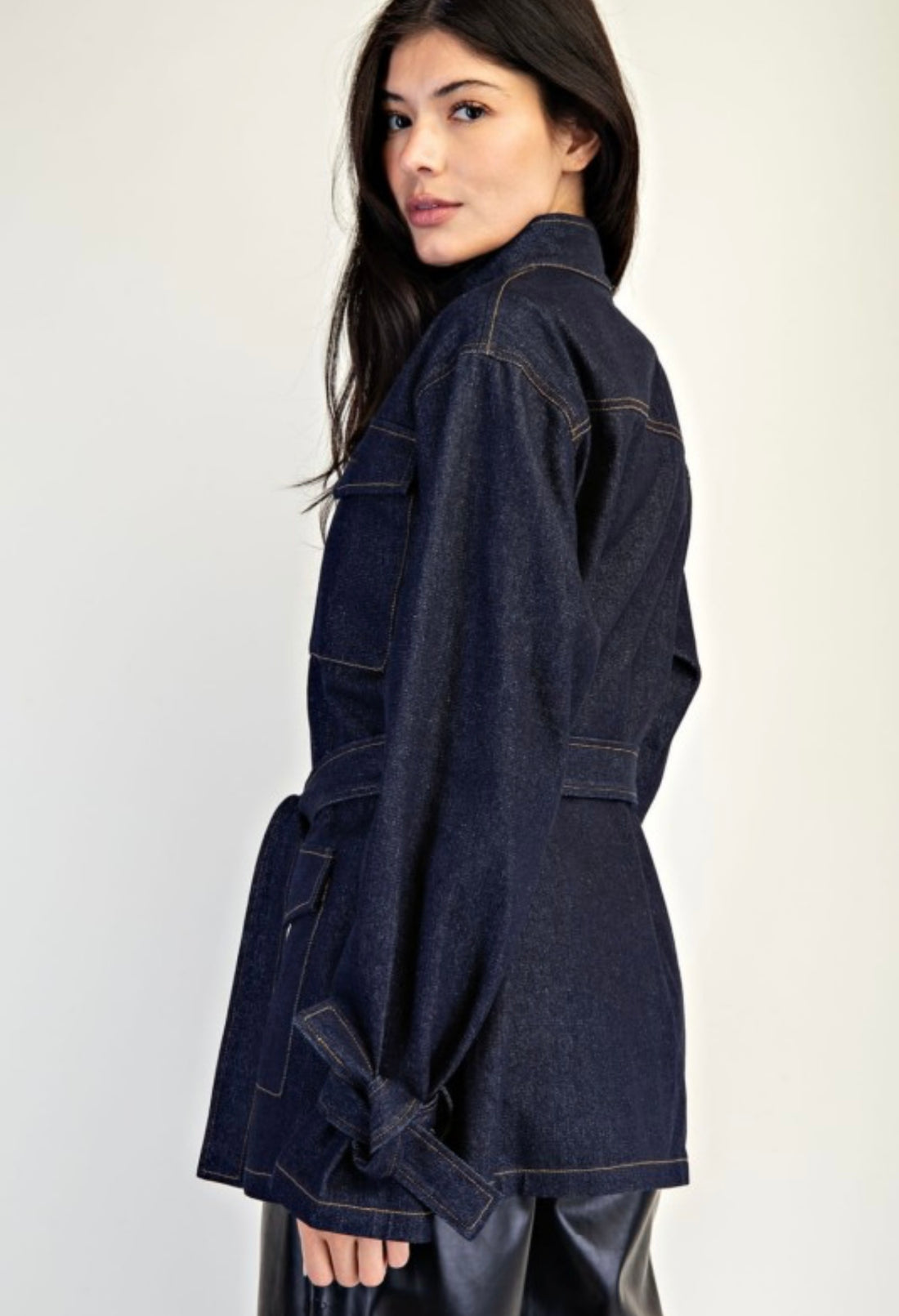 PRE-ORDER denim jacket with waist tie