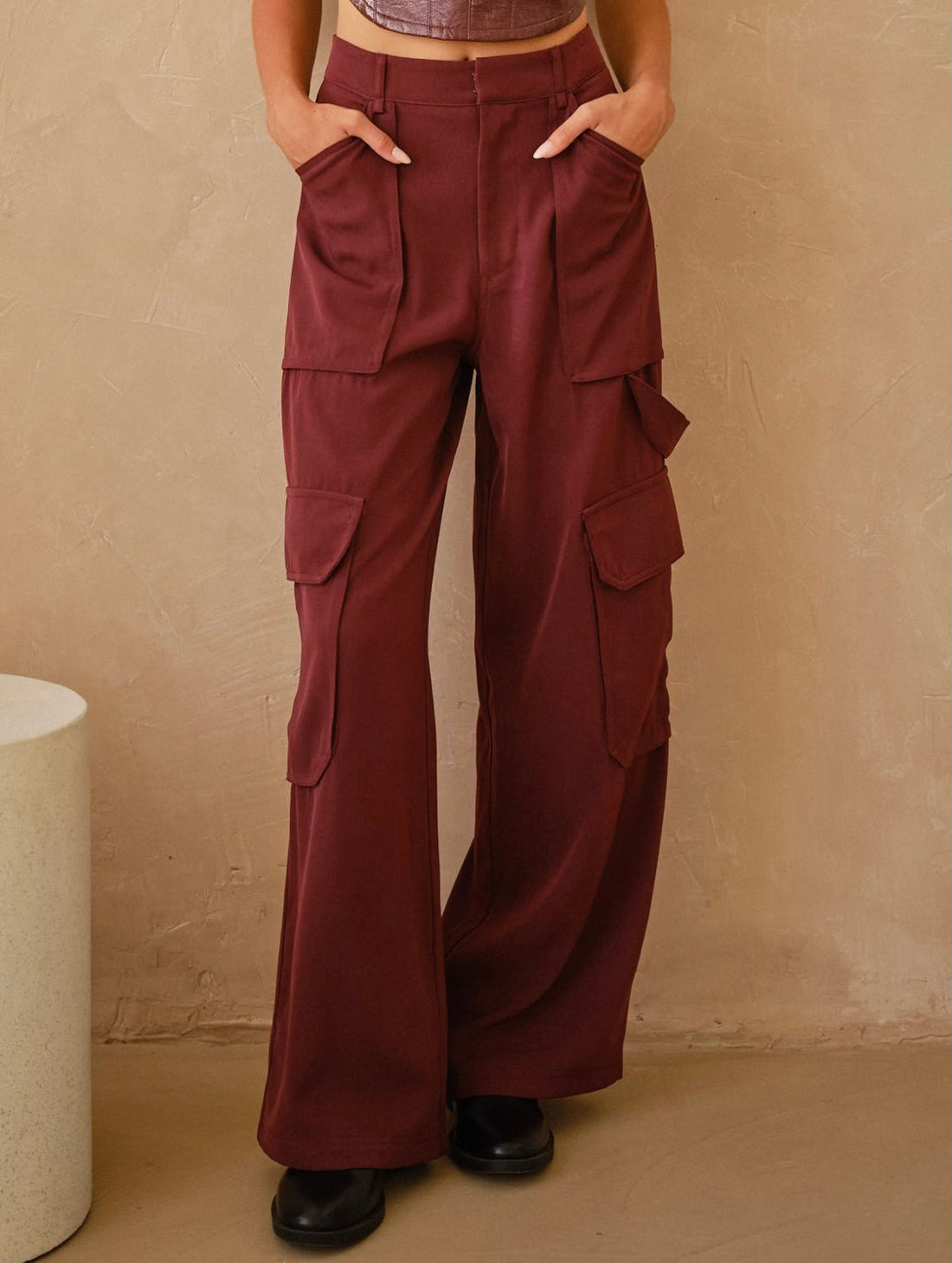 Woven Wide Leg Cargo Pant