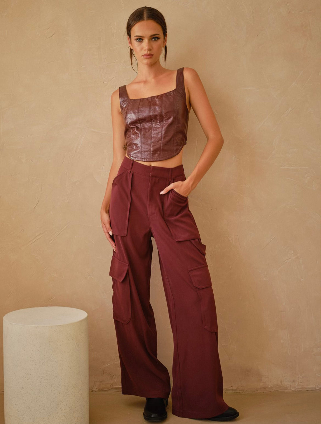 Woven Wide Leg Cargo Pant