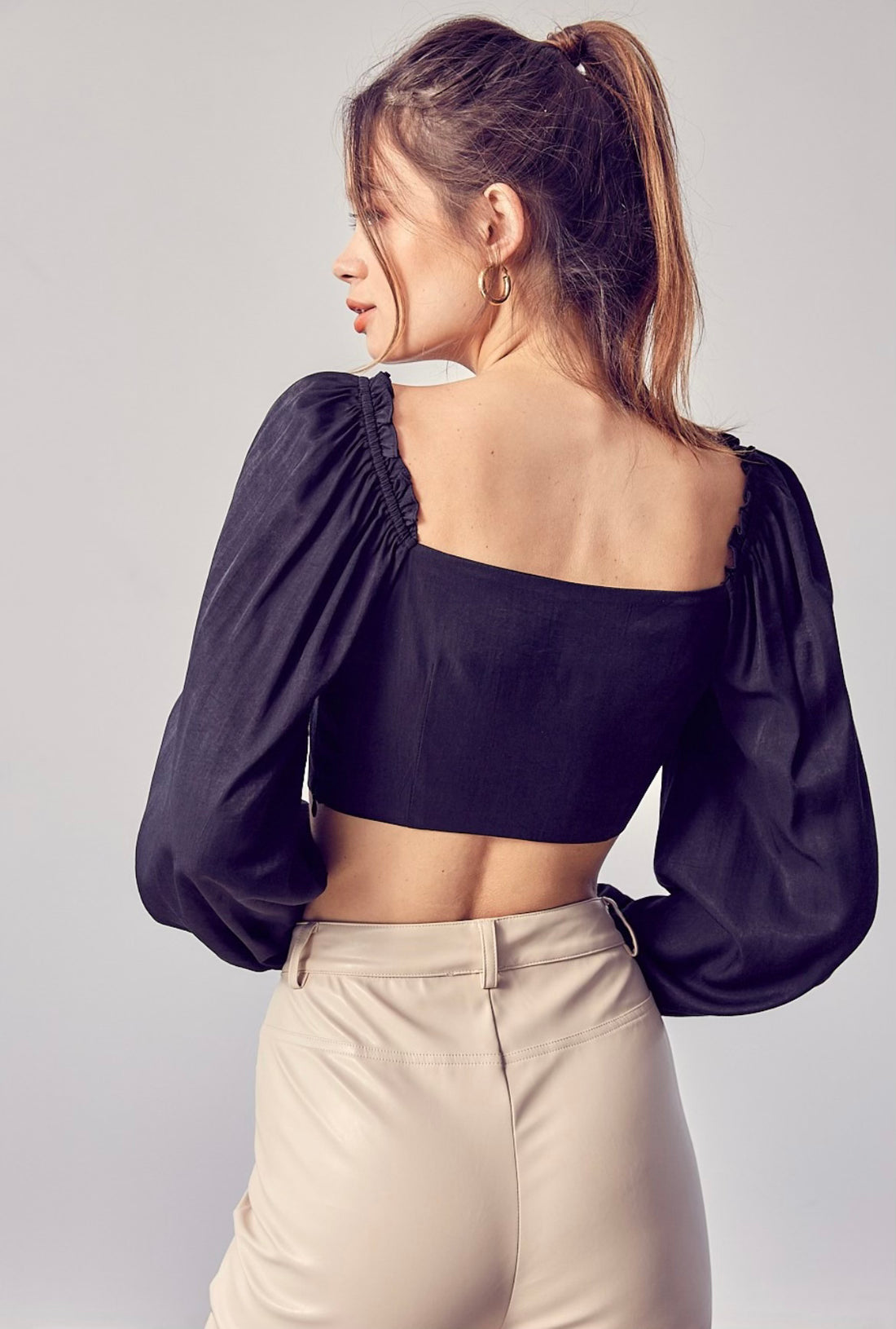 Long Sleeve Crossover Crop Top