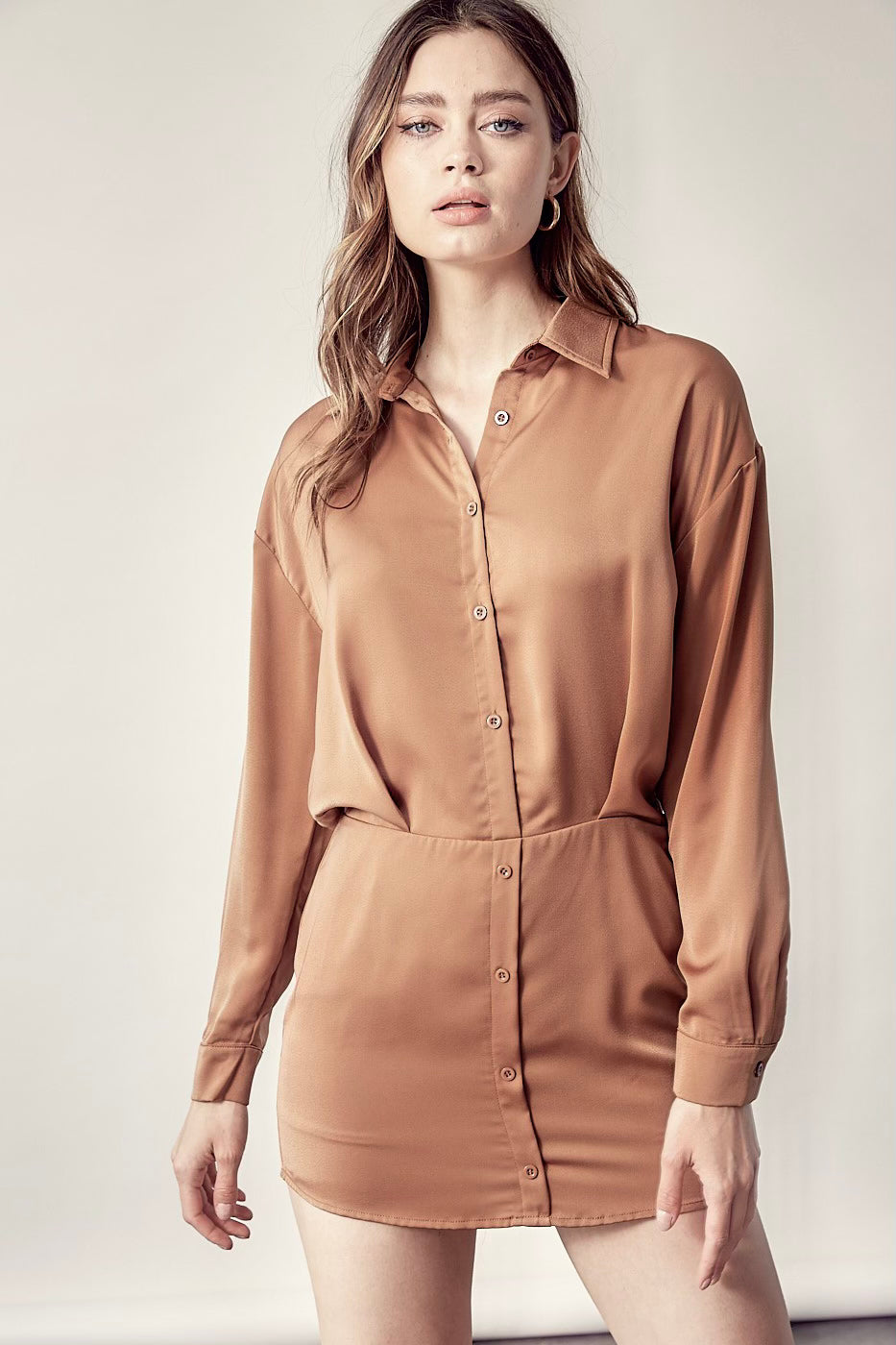 Silk Romper Shirt Dress